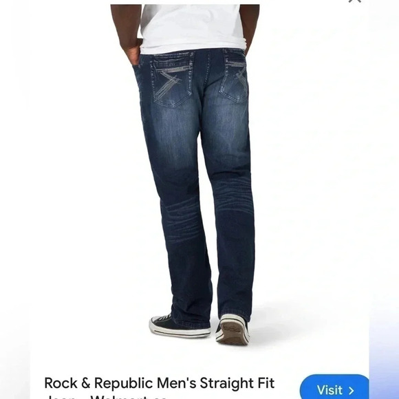Rock & Republic,Jeans,Men 34x32 straight,faded,blue NWT,biker,moto comfy - Picture 2 of 13